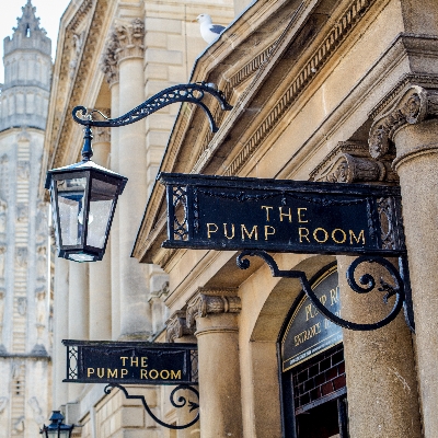 Treat yourselves to a champagne and music dinner at The Pump Room, Bath