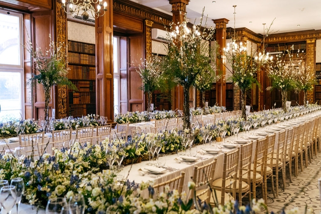 Wedding breakfast set up inside Clevedon Hall