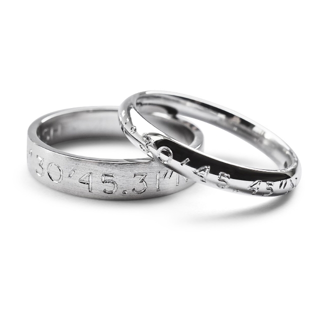 New Lebrusan Studio coordinate engraving on rings