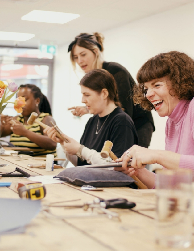 Silver and Steel Studios hen group making rings 