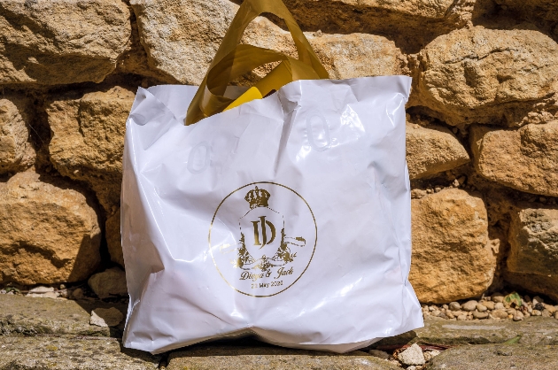 Monogrammed wedding carrier bag