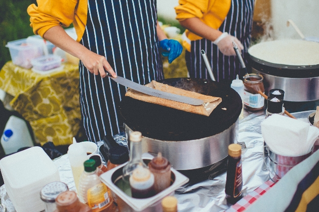 Chef making a crepe