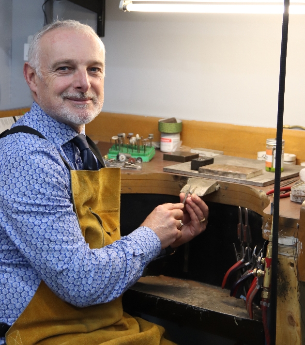 Nicholas Wylde in his jewellery workshop