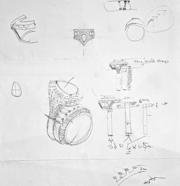 stacked engagement and wedding rings design sheet