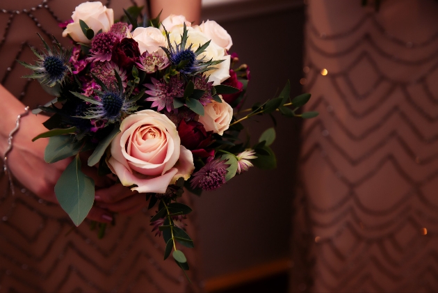 Winter bridesmaids posy bouquet in jewel tones