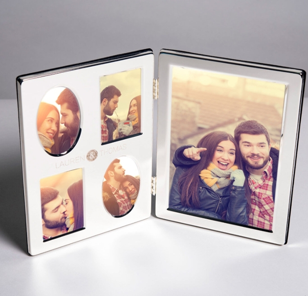 silver bi fold picture frame