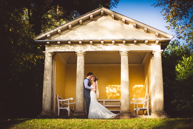 Hestercombe Gardens temple wedding couple