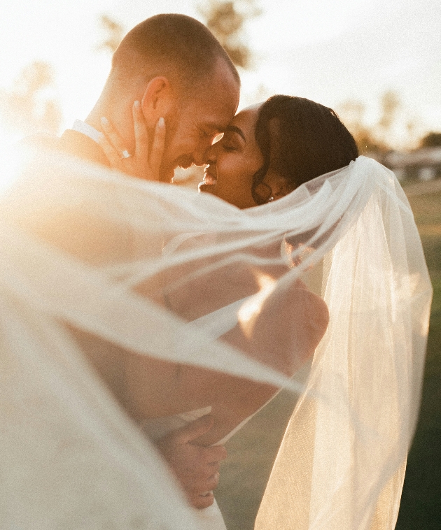 Bride and groom at dusk